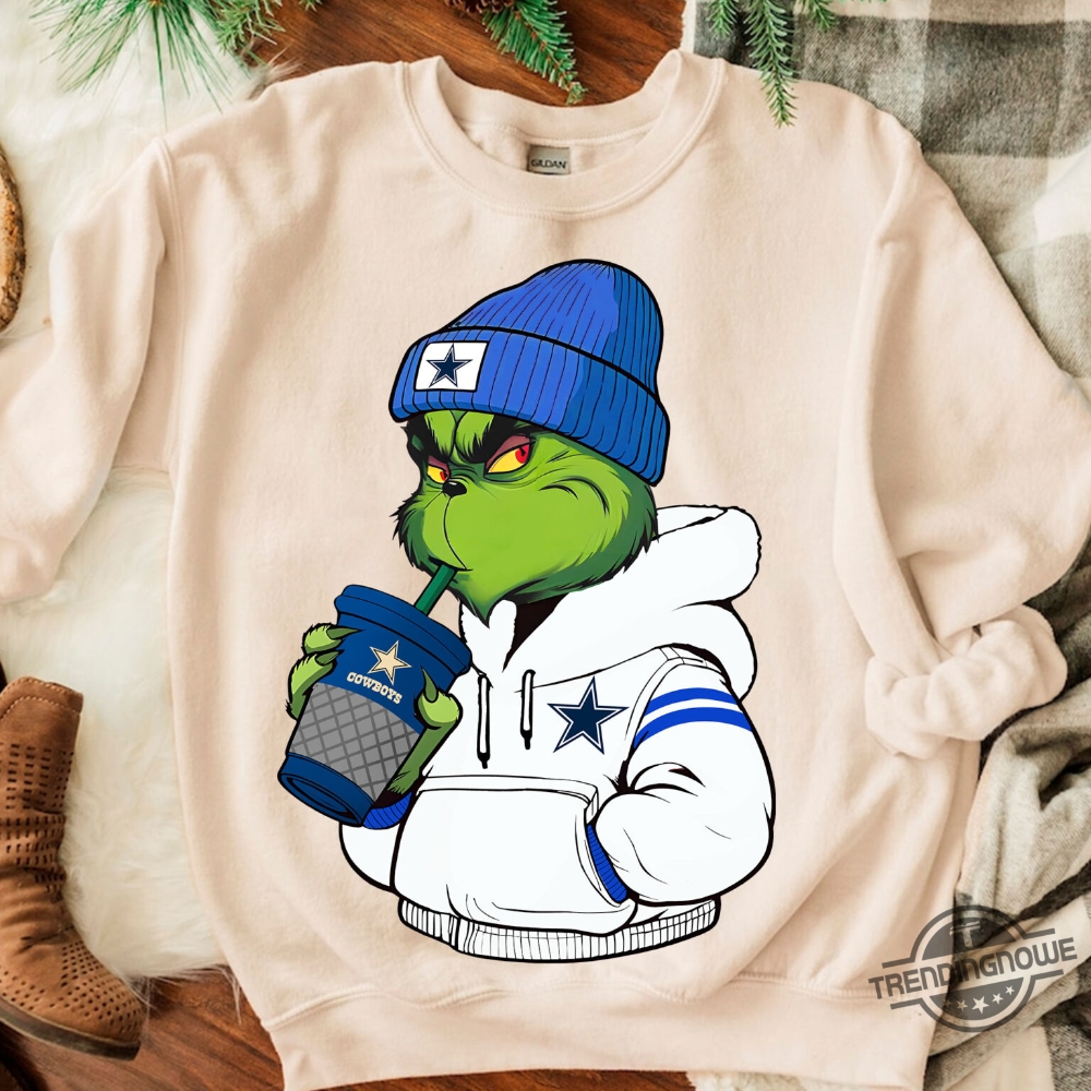 The Grinch Boy Drink Coffee Cowboys Shirt