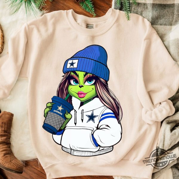 The Grinch Girl Drink Coffee Cowboys Shirt trendingnowe 1