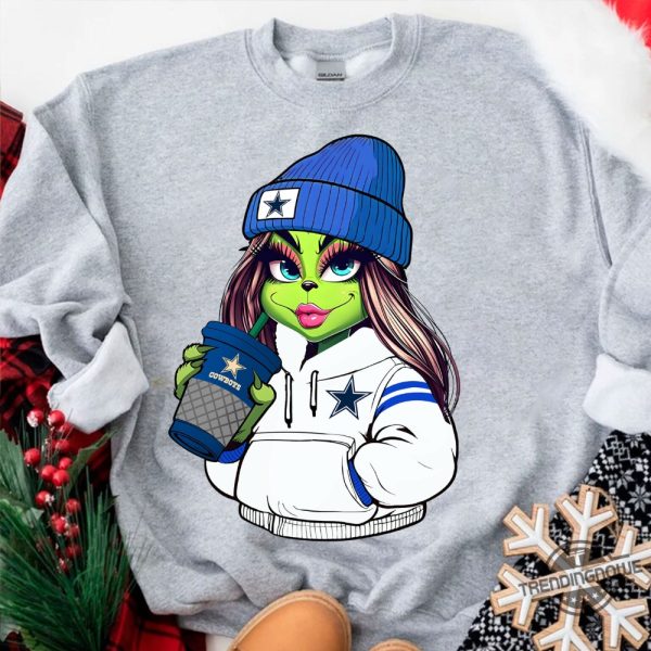 The Grinch Girl Drink Coffee Cowboys Shirt trendingnowe 2