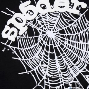 black and white spider hoodie t shirt sweatshirt sp5der og web all over printed shirt replica laughinks 6