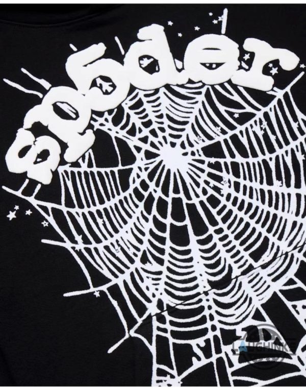 black and white spider hoodie t shirt sweatshirt sp5der og web all over printed shirt replica laughinks 6