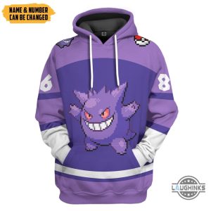 custom name and number pokemon gengar hoodie tshirt sweatshirt personalized halloween costume laughinks 10