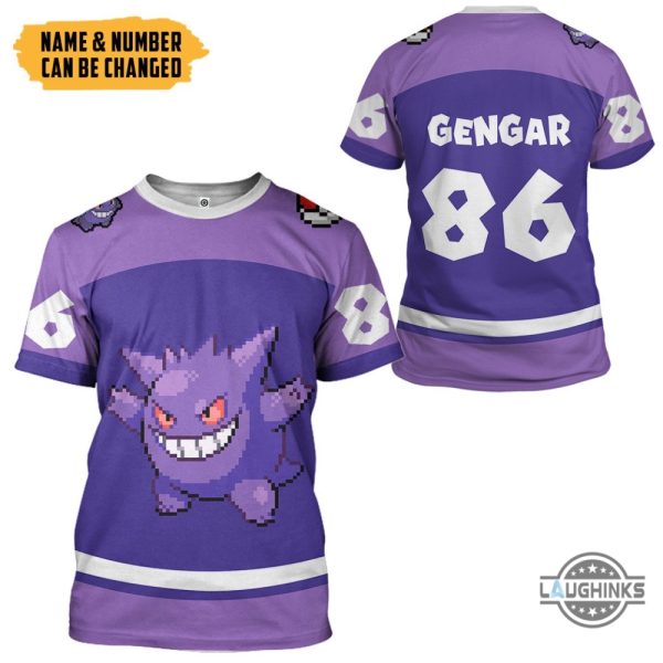 custom name and number pokemon gengar hoodie tshirt sweatshirt personalized halloween costume laughinks 2