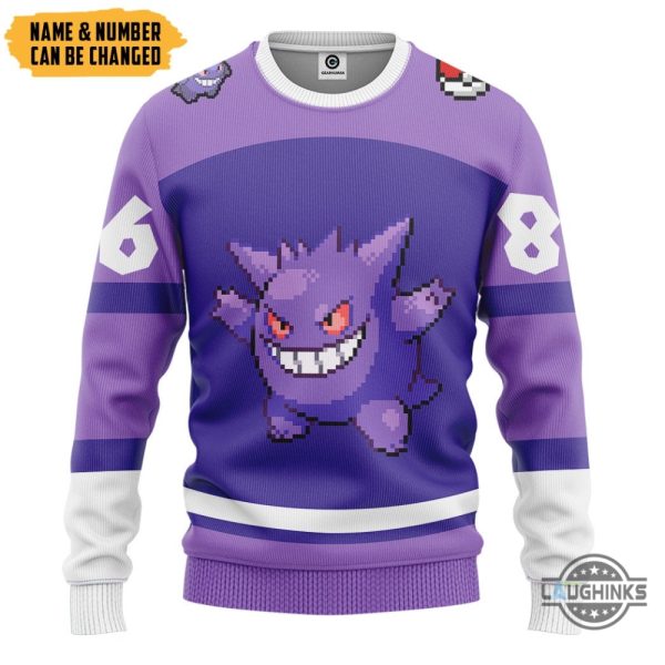 custom name and number pokemon gengar hoodie tshirt sweatshirt personalized halloween costume laughinks 5