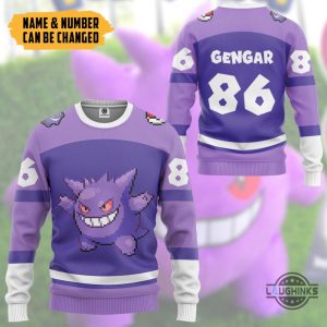 custom name and number pokemon gengar hoodie tshirt sweatshirt personalized halloween costume laughinks 9