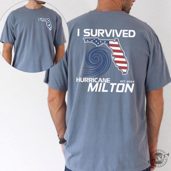 I Survived Hurricane Milton 2024 2 Sides Shirt Florida Strong Survivor Tee Tropical Souvenir Apparel Hurricane Milton Shirt giftyzy 2