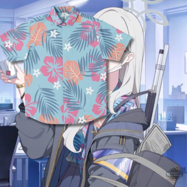 blue archive konoka hawaiian shirt and shorts game character konoka konoe aloha beach button up shirt laughinks 1