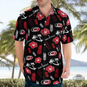 margaritaville hurricanes hawaiian shirt and shorts carolina canes hockey season aloha shirts giveaway 2024 laughinks 5