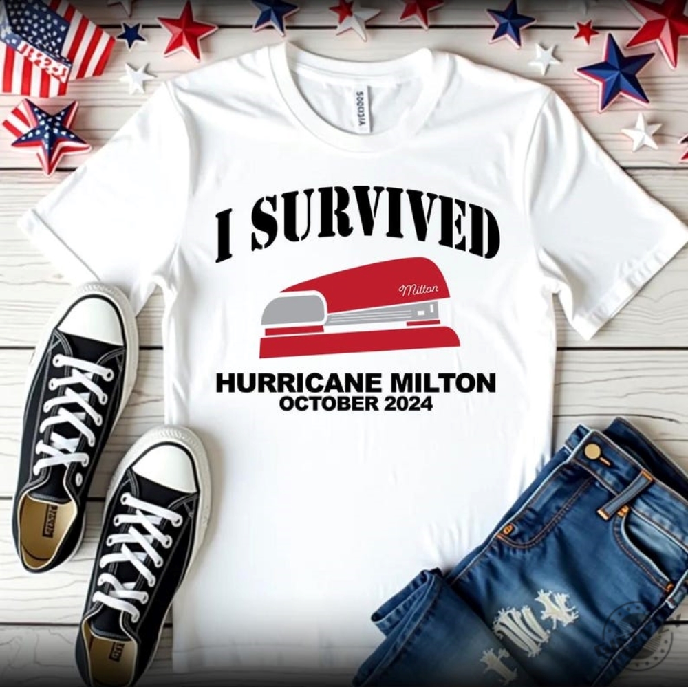 I Survived Hurricane Milton Stapler Florida Tropical Storm Weather Boat October 2024 Shirt