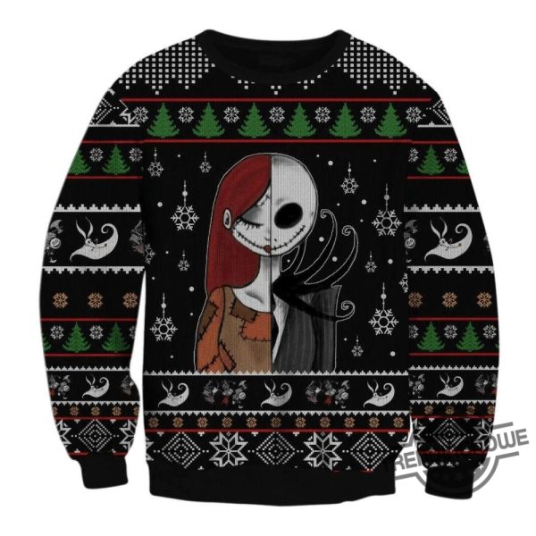 The Nightmare Before Christmas Jack Skellington And Sally Ugly Sweater trendingnowe 1