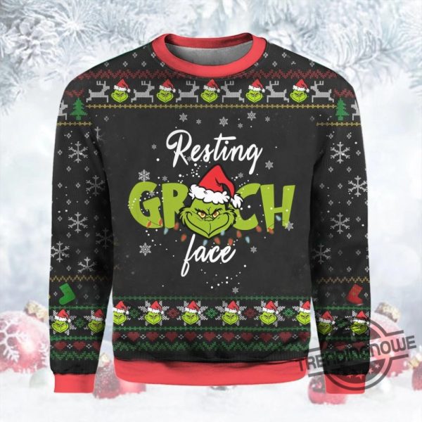 Resting Grinch Face Funny Christmas Ugly Sweater trendingnowe 1