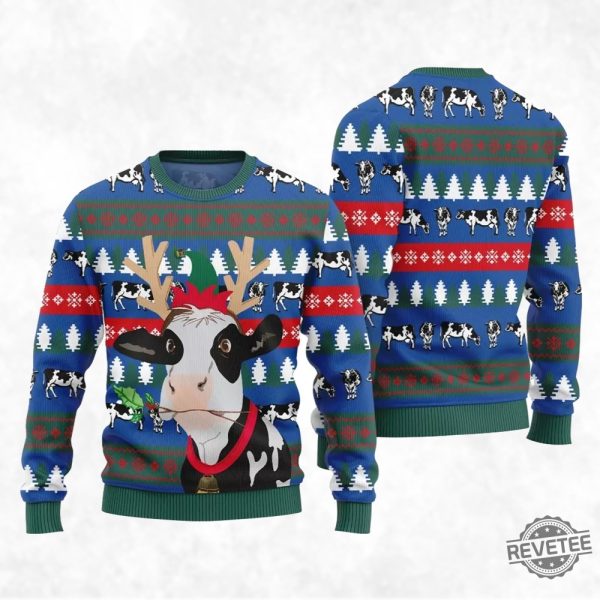 Jingle Bell Cow Ugly Xmas Sweater Cow Ugly Christmas Sweater revetee 1