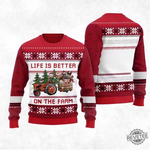 Life Is Better On The Farm Ugly Xmas Sweater Life Is Better On The Farm Ugly Christmas Sweater revetee 1