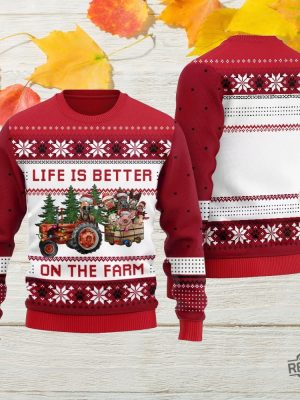 Life Is Better On The Farm Ugly Xmas Sweater Life Is Better On The Farm Ugly Christmas Sweater revetee 3