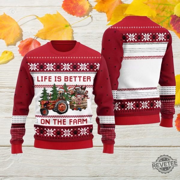 Life Is Better On The Farm Ugly Xmas Sweater Life Is Better On The Farm Ugly Christmas Sweater revetee 3