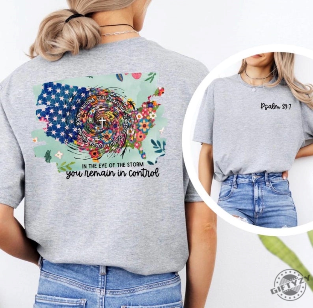 Floral United States Hurricane Helene Relief Support Shirt With Sates Affected Front Pocket And Full Back Design Shirt