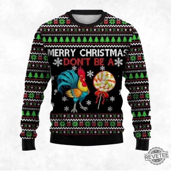 Merry Christmas Cock Print Crewugly Christmas Sweater Ugly Christmas Sweatshirt revetee 1