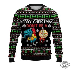 Merry Christmas Cock Print Crewugly Christmas Sweater Ugly Christmas Sweatshirt revetee 2