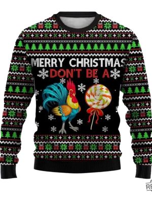 Merry Christmas Cock Print Crewugly Christmas Sweater Ugly Christmas Sweatshirt revetee 2