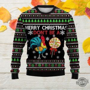 Merry Christmas Cock Print Crewugly Christmas Sweater Ugly Christmas Sweatshirt revetee 3