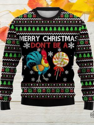 Merry Christmas Cock Print Crewugly Christmas Sweater Ugly Christmas Sweatshirt revetee 3