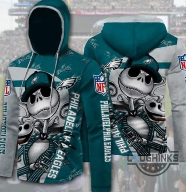 jack skellington eagles shirt nfl vintage philadelphia eagles hoodie t shirt sweatshirt kelly green nightmare before christmas football shirt laughinks 1