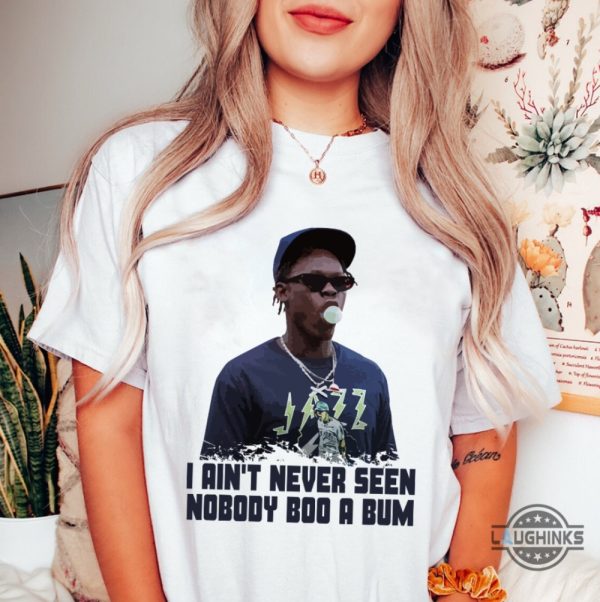 jazz chisholm jr i aint never seen nobody boo a bum shirt when kauffman stadium fan booing ny yankees postseason shirt laughinks 1