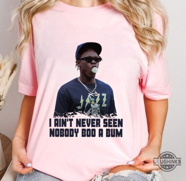 jazz chisholm jr i aint never seen nobody boo a bum shirt when kauffman stadium fan booing ny yankees postseason shirt laughinks 3