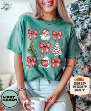 Christmas Coquette Bow Woman Xmas Shirt Christmas Girl Sweatshirt Cute Winter Tshirt Retro Holiday Hoodie Merry Christmas Gift giftyzy 1