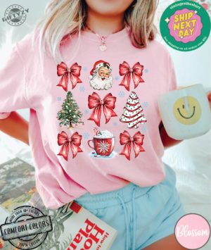 Christmas Coquette Bow Woman Xmas Shirt Christmas Girl Sweatshirt Cute Winter Tshirt Retro Holiday Hoodie Merry Christmas Gift giftyzy 2