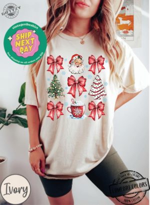 Christmas Coquette Bow Woman Xmas Shirt Christmas Girl Sweatshirt Cute Winter Tshirt Retro Holiday Hoodie Merry Christmas Gift giftyzy 3