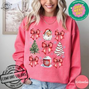 Christmas Coquette Bow Woman Xmas Shirt Christmas Girl Sweatshirt Cute Winter Tshirt Retro Holiday Hoodie Merry Christmas Gift giftyzy 4