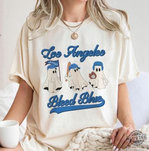 Bleed Blue Ghost Shirt Dodgers Shirt Dodger Shirt Los Angeles Baseball Blue Team Spooky Shirt Spooky Season revetee 7