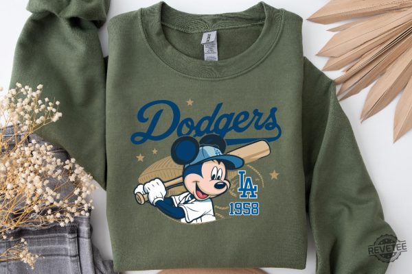 Mickey Mouse Dodgers 1958 Baseball Shirt Mickey Baseball Shirt Disney Sport Sweatshirt Dodgers Baseball Shirt revetee 1