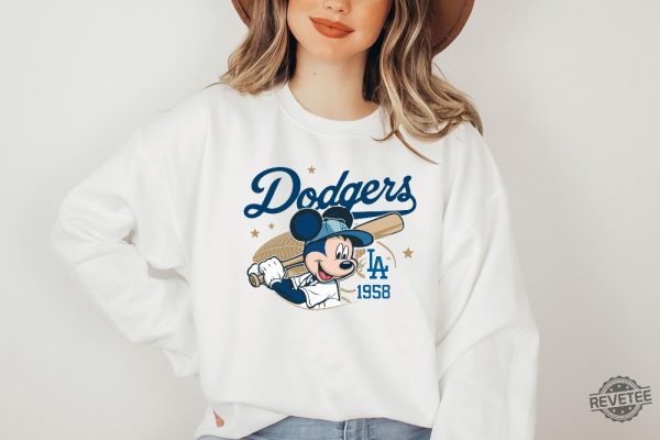 Mickey Mouse Dodgers 1958 Baseball Shirt Mickey Baseball Shirt Disney Sport Sweatshirt Dodgers Baseball Shirt revetee 2