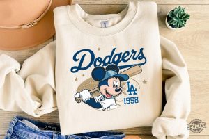 Mickey Mouse Dodgers 1958 Baseball Shirt Mickey Baseball Shirt Disney Sport Sweatshirt Dodgers Baseball Shirt revetee 4