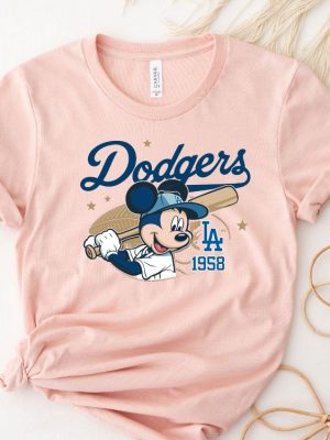 Mickey Mouse Dodgers 1958 Baseball Shirt Mickey Baseball Shirt Disney Sport Sweatshirt Dodgers Baseball Shirt revetee 5