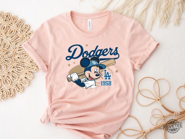 Mickey Mouse Dodgers 1958 Baseball Shirt Mickey Baseball Shirt Disney Sport Sweatshirt Dodgers Baseball Shirt revetee 5