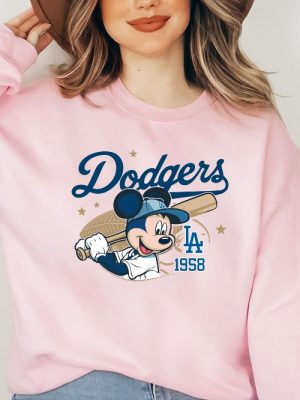 Mickey Mouse Dodgers 1958 Baseball Shirt Mickey Baseball Shirt Disney Sport Sweatshirt Dodgers Baseball Shirt revetee 6