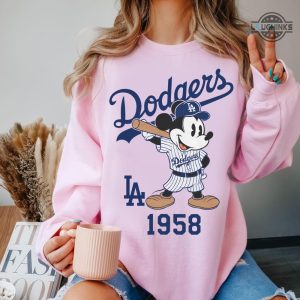 mickey mouse la dodgers 1958 baseball shirt disney sport los angeles dodgers baseball shirt laughinks 2