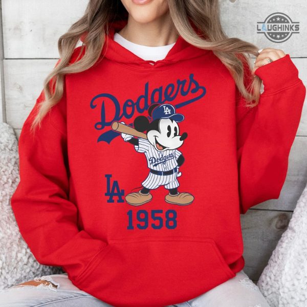 mickey mouse la dodgers 1958 baseball shirt disney sport los angeles dodgers baseball shirt laughinks 4