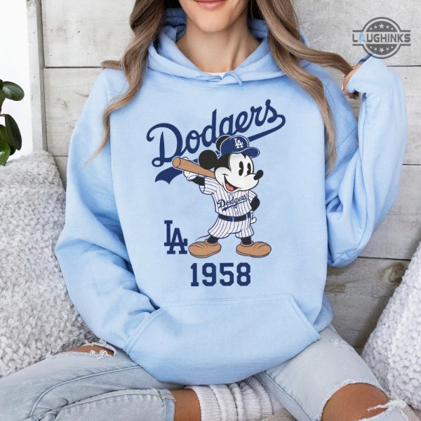 mickey mouse la dodgers 1958 baseball shirt disney sport los angeles dodgers baseball shirt laughinks 5