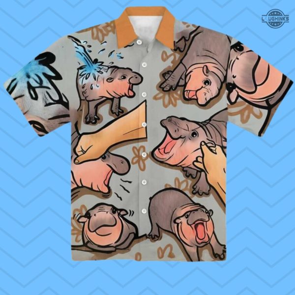 baby hippo moo deng hawaiian shirt and shorts