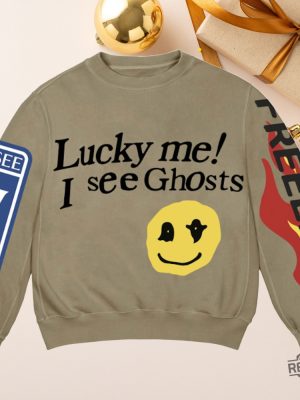 Kendall Jenner See Ghosts Lucky Me Crewneck Sweatshirt Kanye West Sweatshirts Lucky Me I See Ghosts Hoodie revetee 2