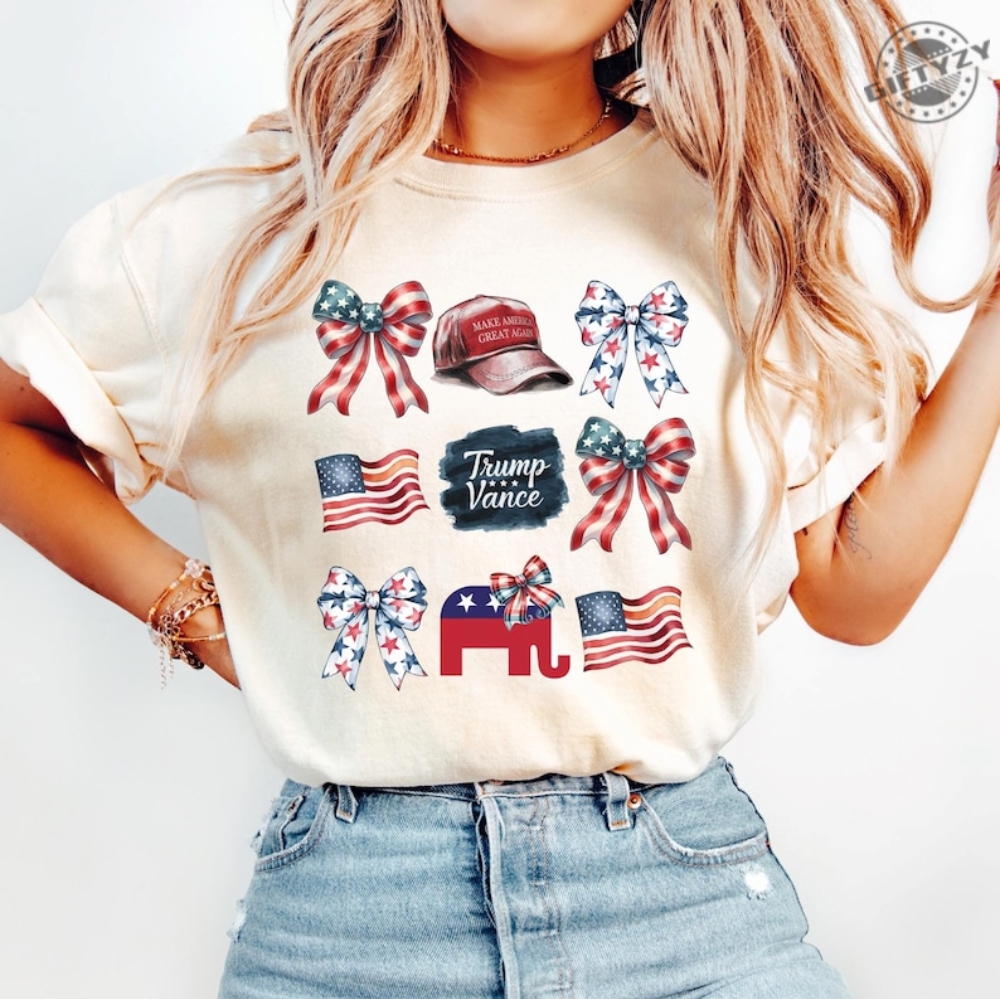 Trump Vance 2024 Coquette Bow Shirt Patriotic Hoodie America Coquette Tshirt Trump Election Sweatshirt Republican Gift