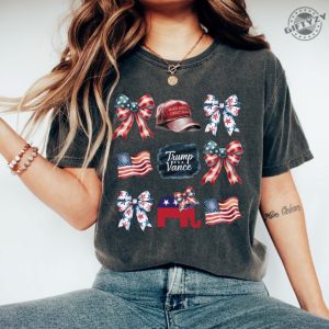 Trump Vance 2024 Coquette Bow Shirt Patriotic Hoodie America Coquette Tshirt Trump Election Sweatshirt Republican Gift giftyzy 2