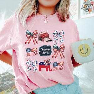 Trump Vance 2024 Coquette Bow Shirt Patriotic Hoodie America Coquette Tshirt Trump Election Sweatshirt Republican Gift giftyzy 3