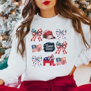 Trump Vance 2024 Coquette Bow Shirt Patriotic Hoodie America Coquette Tshirt Trump Election Sweatshirt Republican Gift giftyzy 5