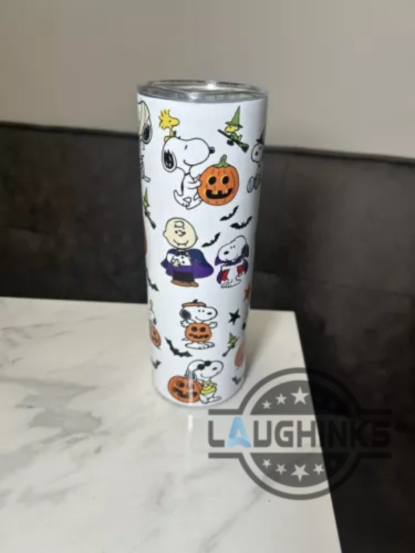 snoopy halloween skinny tumbler spooky fall peanuts snoopy charlie brown the great pumpkin 20oz 30oz stainless steel tumbler laughinks 2