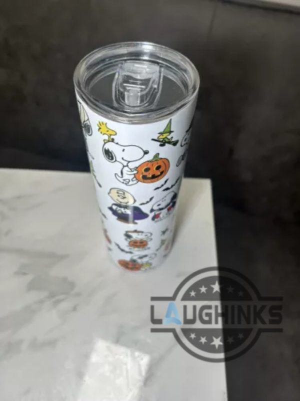 snoopy halloween skinny tumbler spooky fall peanuts snoopy charlie brown the great pumpkin 20oz 30oz stainless steel tumbler laughinks 3